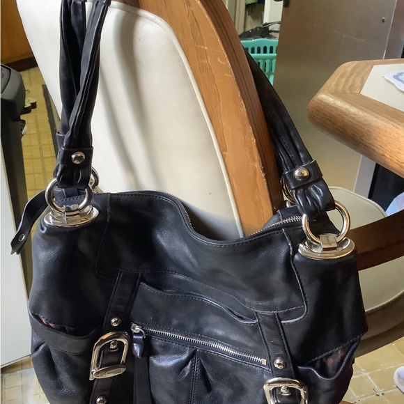 Black b.Makowsky Leather Bag with Silver hardware Excellent Condition Moto bag - Picture 11 of 12